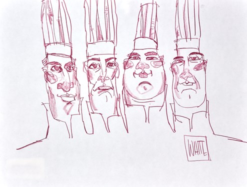 Kitchen Brigade by Todd White - Original Drawing on Mounted Paper